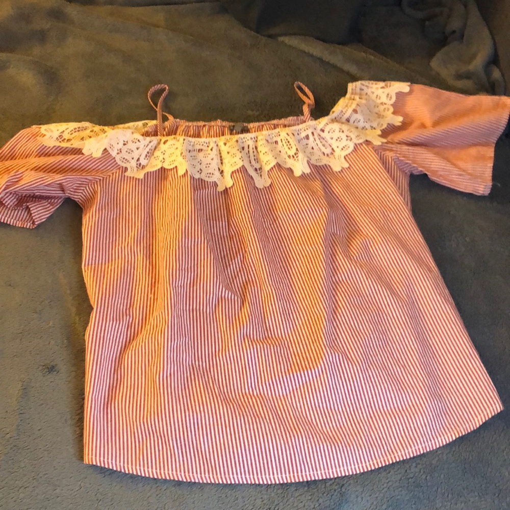 Striped off shoulder shirt